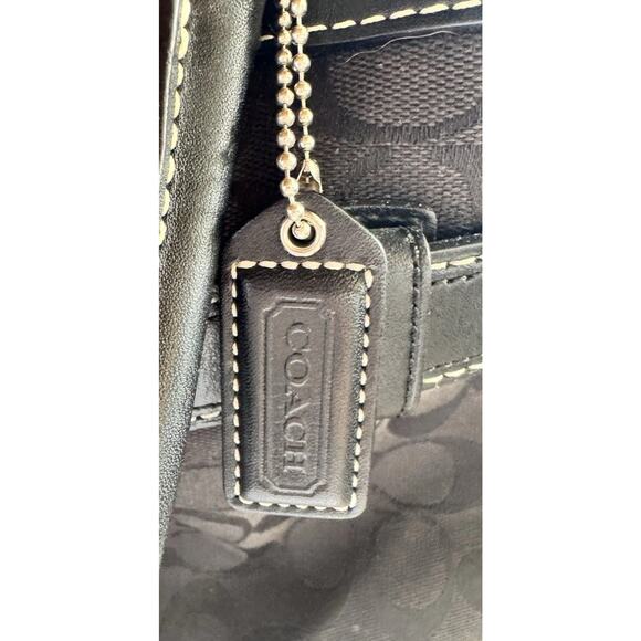 Coach Hampton Signature Black Jacquard Leather Trim Satchel Tote Bag Purse Y2K - Picture 10 of 13